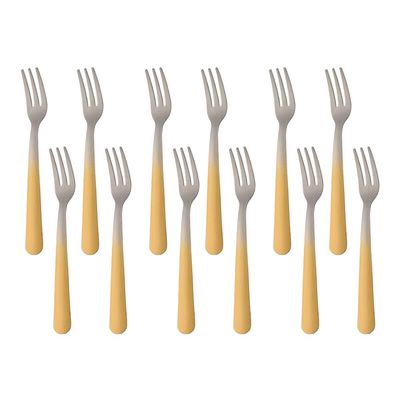 TUPMFG Oyster Fork Set of 12, 5.4 Inch Stainless Steel Cocktail Forks, 3 Tines Mini Fruit Fork, Silverware Flatware Utensils Service for Restaurant/Catering, Dishwasher Safe- Gradient Gold