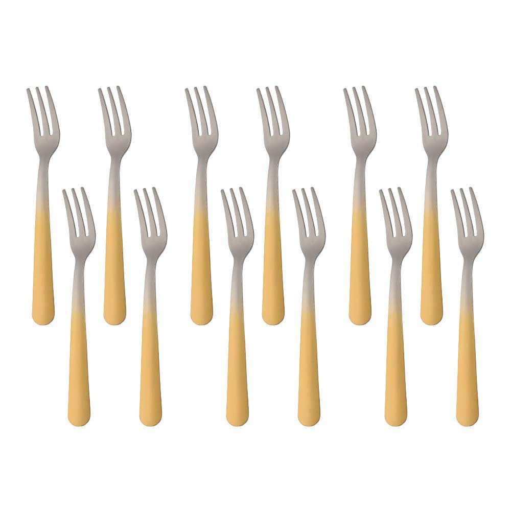 TUPMFG Oyster Fork Set of 12, 5.4 Inch Stainless Steel Cocktail Forks, 3 Tines Mini Fruit Fork, Silverware Flatware Utensils Service for Restaurant/Catering, Dishwasher Safe- Gradient Gold
