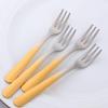 TUPMFG Oyster Fork Set of 12, 5.4 Inch Stainless Steel Cocktail Forks, 3 Tines Mini Fruit Fork, Silverware Flatware Utensils Service for Restaurant/Catering, Dishwasher Safe- Gradient Gold view 4
