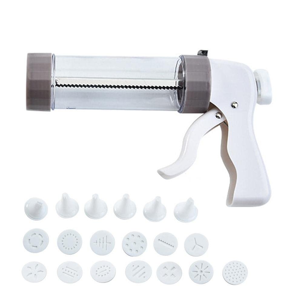 Basics 20 x Cookie Press Gun Kit with 8 Biscuit Discs, Baking Decoration Kit