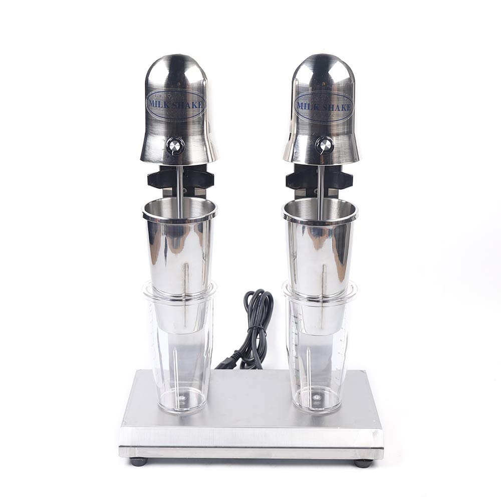 Double Heads Milkshake Maker Machine Commercial Electric Smoothie Blender Stainless Steel, Electric Smoothie Maker for Commercial and Home(560W)