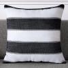 AmHoo Pack of 2 Farmhouse Stripe Check Throw Pillow Covers Set Case Cotton Linen Decorative Pillowcases Cushion Cover for Couch Bench Sofa 18x18Inch Black view 2