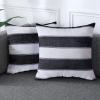 AmHoo Pack of 2 Farmhouse Stripe Check Throw Pillow Covers Set Case Cotton Linen Decorative Pillowcases Cushion Cover for Couch Bench Sofa 16x16Inch Black view 1