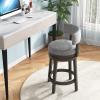 COSTWAY Bar Stool, 27-inch 360 Swivel Barstool with Upholstered Back & Seat, Solid Rubber Wood Legs & Footrest, Farmhouse Counter Height Chair for Home, Bar, Cafe, Grey (1, Seat Height 27) view 2