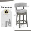 COSTWAY Bar Stool, 27-inch 360 Swivel Barstool with Upholstered Back & Seat, Solid Rubber Wood Legs & Footrest, Farmhouse Counter Height Chair for Home, Bar, Cafe, Grey (1, Seat Height 27) view 3