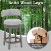 COSTWAY Bar Stool, 27-inch 360 Swivel Barstool with Upholstered Back & Seat, Solid Rubber Wood Legs & Footrest, Farmhouse Counter Height Chair for Home, Bar, Cafe, Grey (1, Seat Height 27) view 4