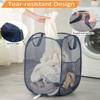 Bemkoo Navy Blue Durable Foldable Laundry Hamper, 22.8 x 14.2 x 14.2 inches view 3