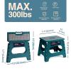 Flottian 11" Folding Step Stool for Adults and Kids Holds Up to 300 lbs,Non-Slip Folding Stools with Portable Handle, Compact Plastic Foldable Step Stool for Bedroom, Kitchen Turquoise Green,1PC view 2