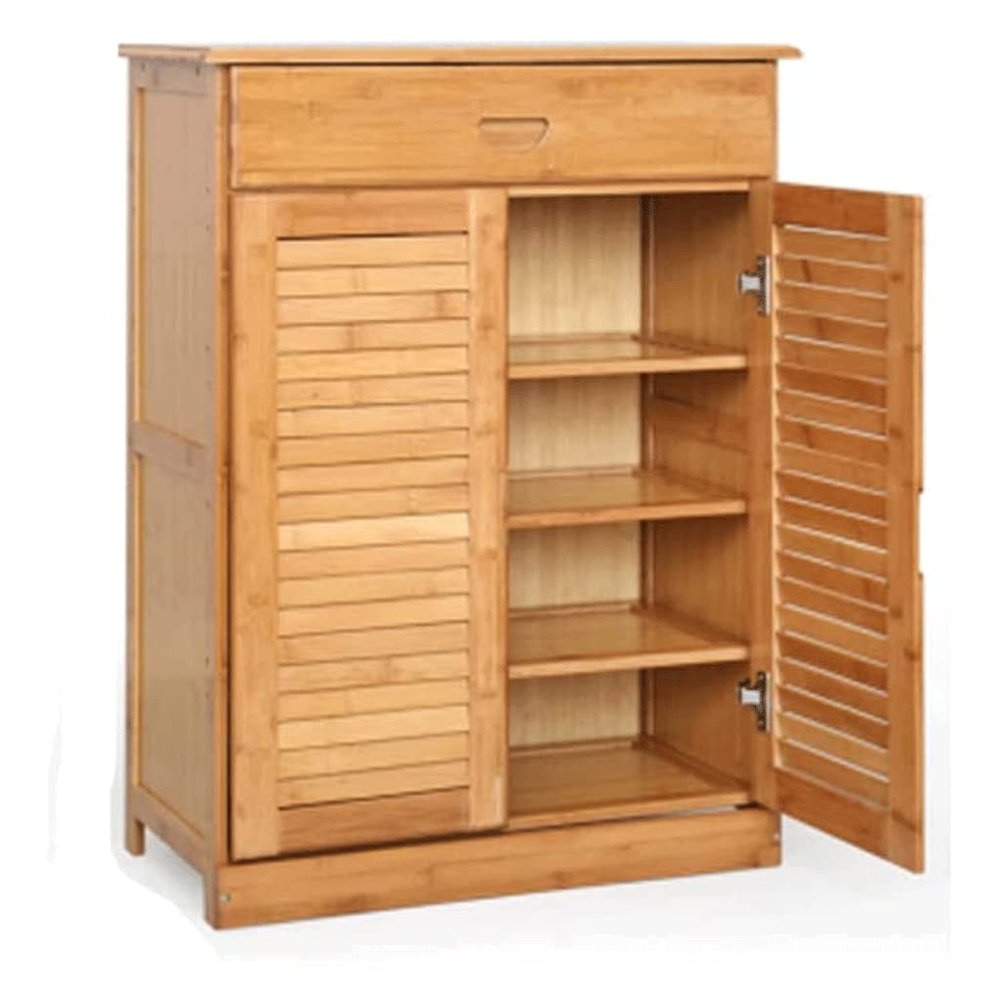 LIOONS Bamboo Shoe Cabinet Freestanding Shoe Racks Storage Entryway Shoe Shelves Space Saving Shoe Stand Entryway Shoe Organizer