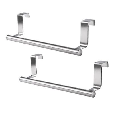 Andy's Orchids 2 Pcs Towels Holder, Stainless Steel Over Door Hook, Multi-Functional Cabinets Storage Rack, Extendable Storage Shelf Cupboard Hanger for Kitchen Bathroom