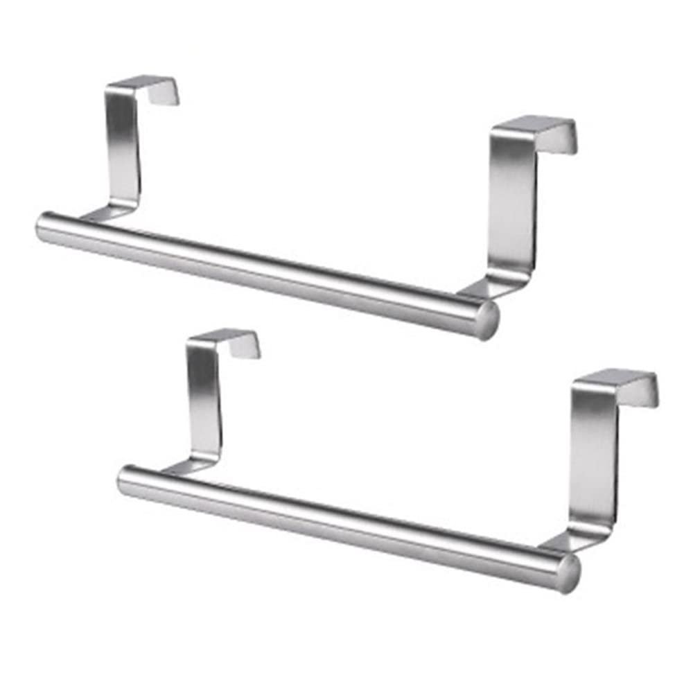 Andy's Orchids 2 Pcs Towels Holder, Stainless Steel Over Door Hook, Multi-Functional Cabinets Storage Rack, Extendable Storage Shelf Cupboard Hanger for Kitchen Bathroom
