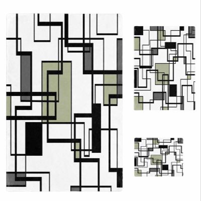 DecorLovee Sage Green Geometric Bath Towels Set of 3 with Bath Towel Hand Towel Washcloth, Black Gray Modern Abstract Art Towel Sets for Bathroom/Kitchen/Beach, Soft Absorbent Luxury Bath Towels