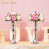 Nuptio 2 Pcs Wedding Vase & 2 Pcs Artificial Flowers Set for Wedding Centerpieces for Tables view 2