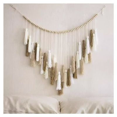 Macrame Wall Hanging Home Decoration Wooden Bead Tassel Tapestry, Suitable for Bedroom Bedside/Living Room/Hallway/Party Decorations (Color : A2, Size : 109x99cm/43x39in)