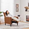 Topeakmart Faux Leather Recliner Sofa Mid-Century Modern Single Reclining Chair Adjustable Back & Footrest Tufted Upholstered Sofa with Pocket Spring Living Room Bedroom Home Theater Brown view 2