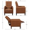 Topeakmart Faux Leather Recliner Sofa Mid-Century Modern Single Reclining Chair Adjustable Back & Footrest Tufted Upholstered Sofa with Pocket Spring Living Room Bedroom Home Theater Brown view 3
