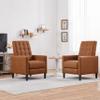 Topeakmart Faux Leather Recliner Sofa Mid-Century Modern Single Reclining Chair Adjustable Back & Footrest Tufted Upholstered Sofa with Pocket Spring Living Room Bedroom Home Theater Brown view 4