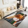 Baseball Area Rug 4x5, Ball Competition Rug for Kids Boys Girls, Baseball Bat Gloves Print Non Slip Carpet for Bedroom, Ball Sports Games Playground Bedside Carpet, Spots Field Non Shedding Throw Rug view 2