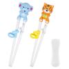 Quimoy 2 Pairs Kids Chopsticks, Training Chopsticks for Kids, Cute Animal Cartoon Design Chopsticks for Learning and Training -Yellow Tiger & Blue Elephant view 1