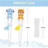 Quimoy 2 Pairs Kids Chopsticks, Training Chopsticks for Kids, Cute Animal Cartoon Design Chopsticks for Learning and Training -Yellow Tiger & Blue Elephant view 2