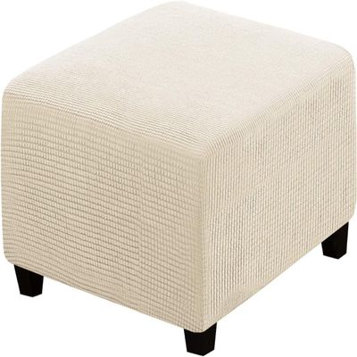 Stretch Ottoman Cover Square 35x35/38x38/18 x 18/26x26 Ottoman Slipcovers Foot Stool Covers to Fit Ottoman Foot Rest, Thick Checked Jacquard Fabric with Elastic Bottom ( Color : #6 , Size : 68-76CM/27