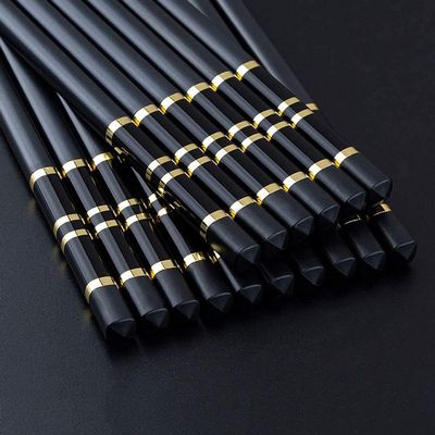FAMMIX Black Fiberglass Chopsticks Reusable,10 Pairs Square Japanese Korean Chopsticks Gift,Dishwasher Safe, Lightweight Non-Slip Chopsticks for Household Restaurant E