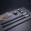FAMMIX Black Fiberglass Chopsticks Reusable,10 Pairs Square Japanese Korean Chopsticks Gift,Dishwasher Safe, Lightweight Non-Slip Chopsticks for Household Restaurant E view 3