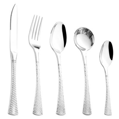 Hammered Silverware Set 80-Piece Stainless Steel Flatware Set for 16,Premium 18/10 Food-Grade Tableware Cutlery Set, Utensil Sets for Home Restaurant Mirror Finish, Dishwasher Safe