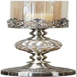 OSCCAR Candlestick Creative Retro Metal Candlestick Crystal Glass Candle Holder Candlelight Dinner Wedding Gift Home Wedding Decor Candelabrum Gift (Color : Silver, Size : 13 * 13 * 48cm)
