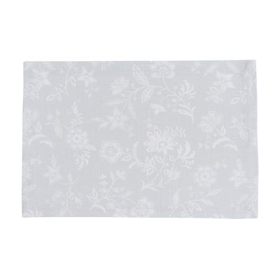 Split P Reusable Modern Basics Ina Gray Floral Placemat Set of 4, 13 x 19 Rectangular Decorative Neutral Flower Dinner Mats for Country Chic Kitchen Table Decor or Modern Farmhouse Dining Room