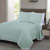Chezmoi Collection Bonnie 3-Piece 100% Cotton Quilt Set Queen Size, Aqua - Double Frayed Ruffled Edge Lightweight Pre-Washed Soft-Finished Cotton Bedspread for All Season view 1