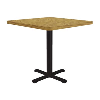 Correll 24" Round Pub Table, 29" High Dining Cocktail Table, Medium Oak High Pressure Laminate Top & Edge, Cast Iron Base, Made in The USA, Leveling Glides