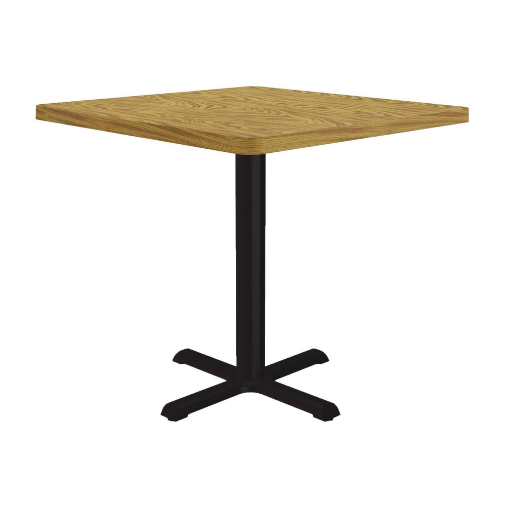 Correll 24" Round Pub Table, 29" High Dining Cocktail Table, Medium Oak High Pressure Laminate Top & Edge, Cast Iron Base, Made in The USA, Leveling Glides