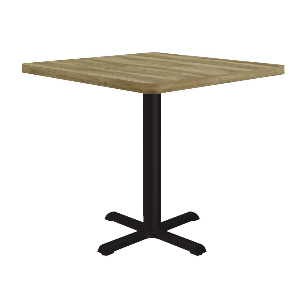 Correll 24" Round Pub Table, 29" High Dining Cocktail Table, Colonial Hickory High Pressure Laminate Top & Edge, Cast Iron Base, Made in The USA, Leveling Glides