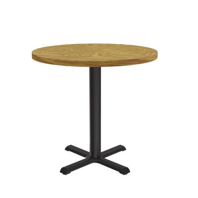 Correll 30" Round Pub Table, 29" High Dining Cocktail Table, Durable Medium Oak High Pressure Laminate Top & Edge, Cast Iron Base, Made in The USA, Leveling Glides