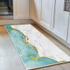 Marble Aqua Bathroom Runner Rug Bathmat Soft Bath Shower Bathtub Kitchen Door Mat, Washable Floor Doormat Area Carpet for Bedroom Laundry Room Hallway, Modern Silver White Gray Marbling Art 20"x63" view 2
