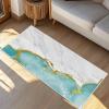 Marble Aqua Bathroom Runner Rug Bathmat Soft Bath Shower Bathtub Kitchen Door Mat, Washable Floor Doormat Area Carpet for Bedroom Laundry Room Hallway, Modern Silver White Gray Marbling Art 20"x63" view 3