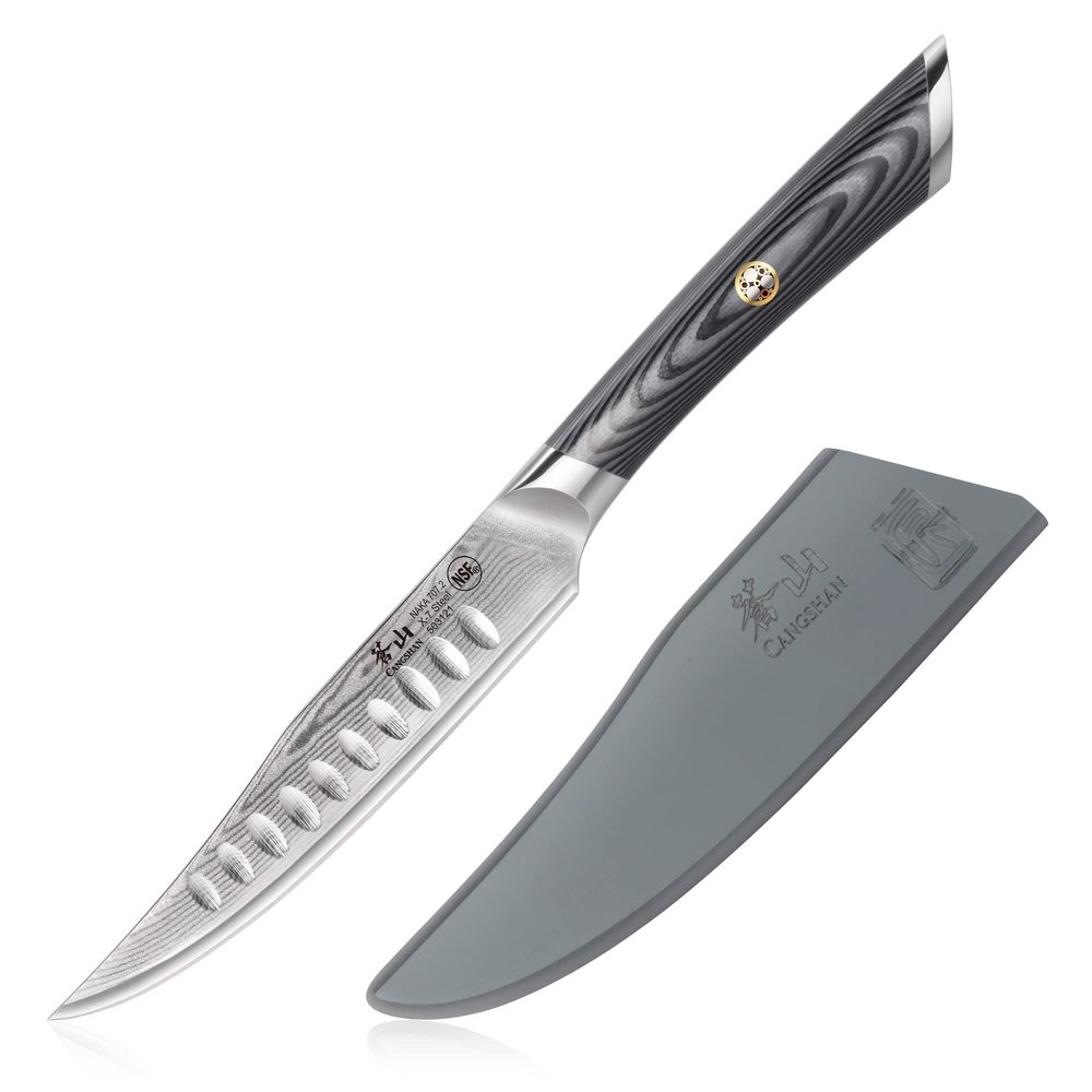 Cangshan NAKA Series 503121 X-7 Steel Forged 5-inch Fine-Edge Steak Knife with Sheath