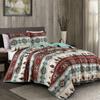 Chezmoi Collection Dune 3-Piece Southwestern Cowboys Aztec Quilt Set - Multicolor Teal Brown Beige Tan Red Printed Microfiber Bedspread Set, Full (90" x 95") view 2