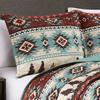 Chezmoi Collection Dune 3-Piece Southwestern Cowboys Aztec Quilt Set - Multicolor Teal Brown Beige Tan Red Printed Microfiber Bedspread Set, Full (90" x 95") view 3