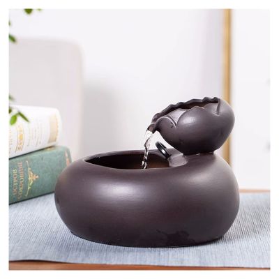 BONAD Tabletop Waterfall Ceramic Tabletop Fountain Indoor Tabletop Fountain for Indoor and Outdoor Home Decor Tabletop Office, L 7.6" x W 7.6" x H 5.9" Tabletop Water Fountain (Color : D)