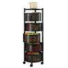 Fruit Vegetable Storage Basket, 60x34cm, 3-Tier Acrylic Slim Slide Out Storage Rolling Cart, Black, Spinning, with Brake On Casters, for Storing Organizing Fruit Vegetables Eggs Snacks Breads view 1