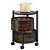 Fruit Vegetable Storage Basket, 60x34cm, 3-Tier Acrylic Slim Slide Out Storage Rolling Cart, Black, Spinning, with Brake On Casters, for Storing Organizing Fruit Vegetables Eggs Snacks Breads view 1