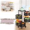 Fruit Vegetable Storage Basket, 60x34cm, 3-Tier Acrylic Slim Slide Out Storage Rolling Cart, Black, Spinning, with Brake On Casters, for Storing Organizing Fruit Vegetables Eggs Snacks Breads view 3