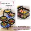 Fruit Vegetable Storage Basket, 60x34cm, 3-Tier Acrylic Slim Slide Out Storage Rolling Cart, Black, Spinning, with Brake On Casters, for Storing Organizing Fruit Vegetables Eggs Snacks Breads view 4