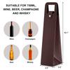 RYDDOY Brown Wine Gift Bag, Leather Wine Tote, Single Bottle Wine Carrier view 2