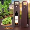 RYDDOY Brown Wine Gift Bag, Leather Wine Tote, Single Bottle Wine Carrier view 3