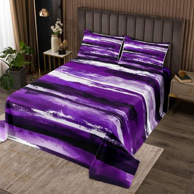 Erosebridal Purple Tie Dye Twin Quilt Set Ombre Coverlet Set for Kids, Grunge Abstract Bedding Set Watercolor Gradient Bedspread Set Patchwork Bed Set Luxury Room Decor