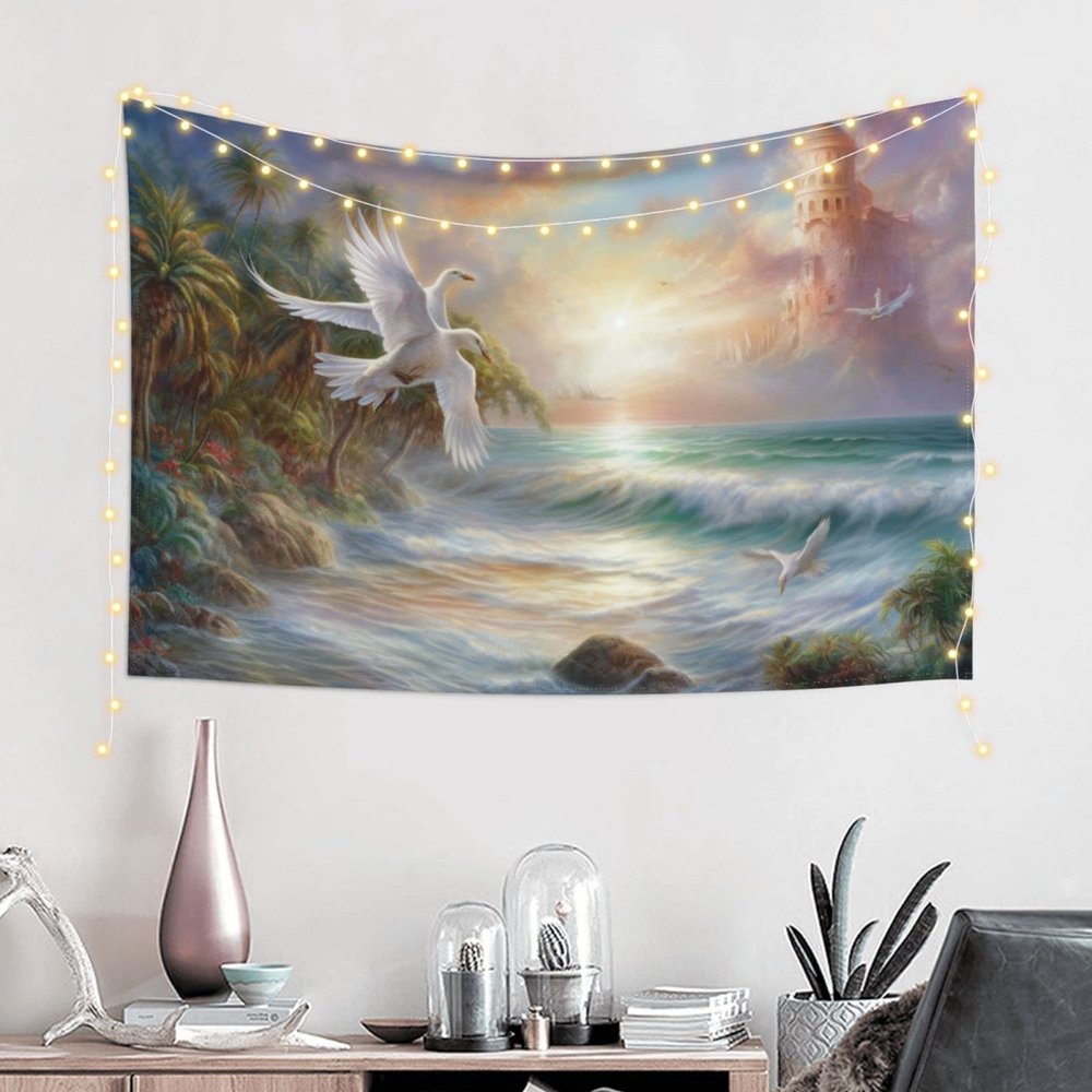 Baxozud The Life of Seagulls Tapestry Home decoration Tapestry Psychedelic Tapestry Wall hanging Bedding Tapestry