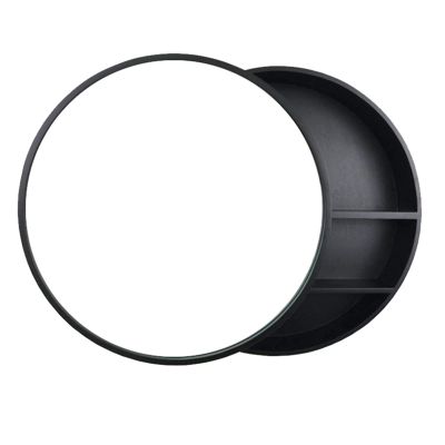 Black Mirror Cabinet Round Sliding Door Mirror Cabinet Bathroom Mirror with Storage Shelf Wall Mounted Bathroom Cabinet with Mirror (Size : 70cm/27.6inches)